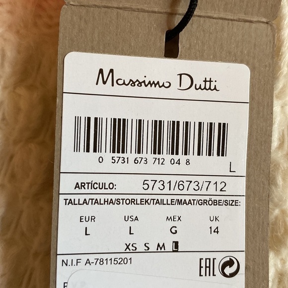 NWT. Massimo Dutti Cream Cotton/Wool Blend Open-Knit Sweater. SIze L. - Picture 7 of 10